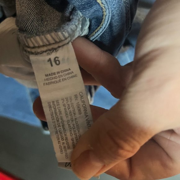 California Vintage Women‎ 16 Denim Blue Flared Button Fly Distressed Jeans - Picture 4 of 7